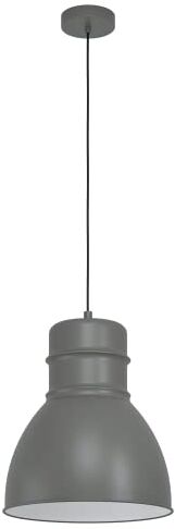 Eglo lampada a sospensione Ebury, a luce singola, industriale, skandi, in metallo grigio, bianco, illuminazione per tavola e soggiorno, presa E27