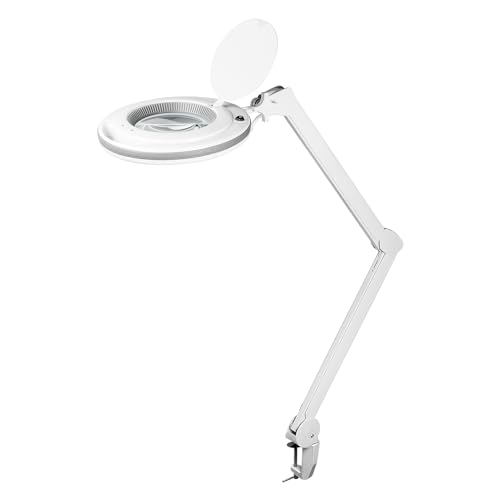 goobay Lente di ingrandimento a LED con morsetto, 9 W, lente in vetro di cristallo da 127 mm, temperatura di colore 6400 K, ingrandimento 1,75x, flusso luminoso 83-730 lumen/bianco