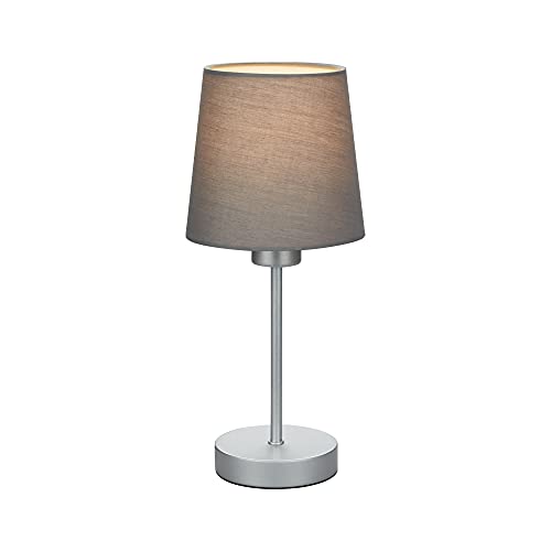 Briloner Lampada da tavolo, lampada da comodino, lampada da scrivania, abat-jour, 1 x E14, incl. interruttore sul cavo, paralume in tessuto, grigio argento, 100 x 314 mm (DxH)