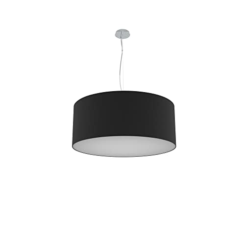 Olux ILLUMINAZIONE Lampadario Soggiorno Moderno in Tessuto, Lampadario a Sospensione Ideale per Salotto e tutte le stanze della Tua Casa, Perfetto per Led,Made in Italy(Mod.Roary-Nero-70cm)