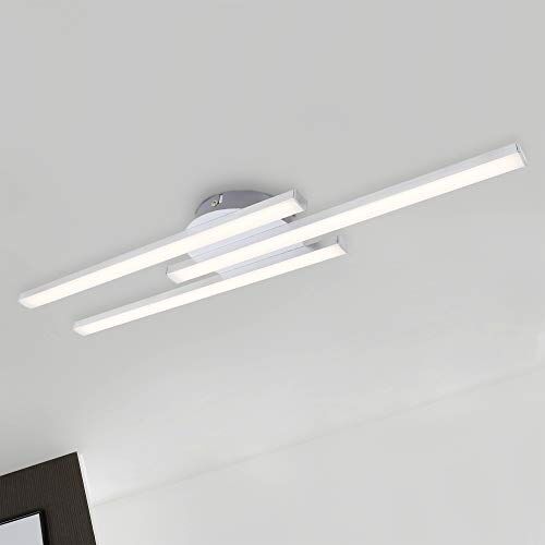 Briloner Leuchten Plafoniera a LED, lampada da soffitto a 3 lampadine, 6 Watt, 480 lumen, 3000 Kelvin, color alluminio, 565x120x43mm (LxPxH)