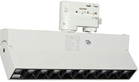 V-TAC Faretto Lampada Led Lineare da Binario Trifase Regolabile 25W UGR<19 CRI>90 Garanzia 5 Anni (Carcassa Bianca, Neutro 4000K)