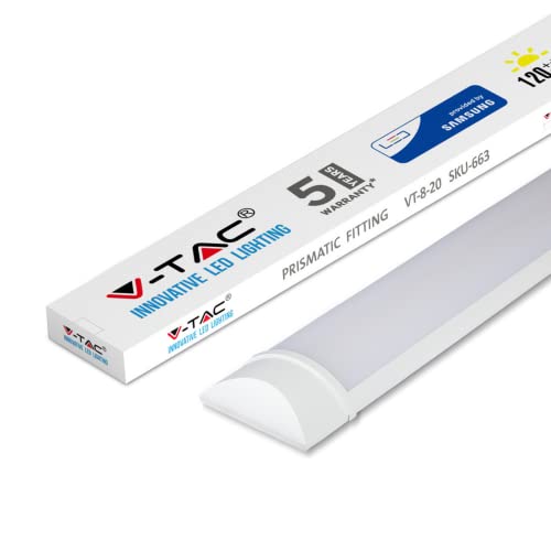 V-TAC Plafoniera Luce Tubo LED Slim 20W, Luce Naturale 4000K 2400 Lumen Finitura Opaca