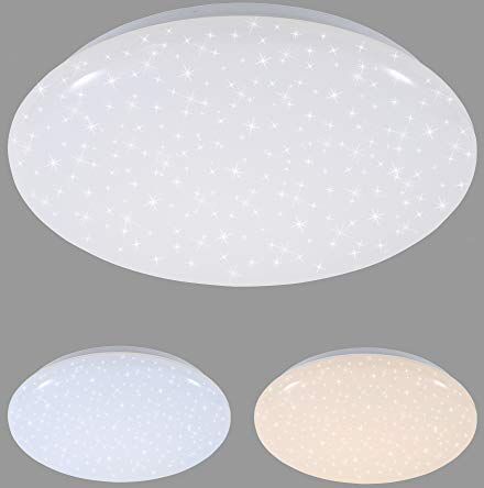 Briloner Leuchten Plafoniera a LED con decorazione a stelle, controllo della temperatura del colore, funzione memoria, colore: Bianco, Plastica Metallo, bianco, Ø 29.5cm