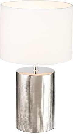 Fischer & Honsel Lampada da tavolo Prata   argento antico   paralume in tessuto   altezza 43,00 cm   diametro 24,00 cm   con interruttore a filo   1 x E27 max. 40 Watt senza lampadina