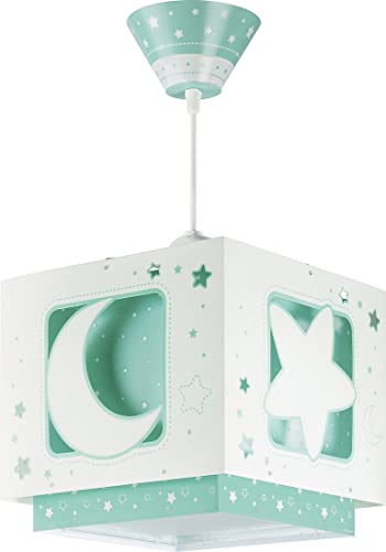 Dalber Luna Lampada a sospensione con motivo stelle, Verde, led no incluida, plastica