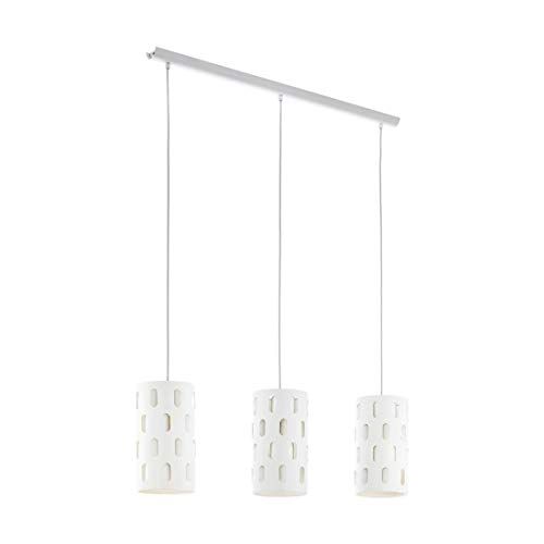 Eglo Lampadario a sospensione Ronsecco, a 3 luci, moderno, in acciaio bianco, lampada da tavolo da pranzo, lampada da soggiorno con attacco E27