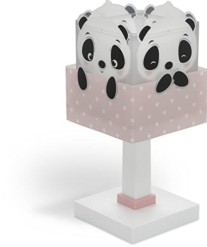 Dalber Lampada da tavolo o comodino per bambini Panda orso rosa