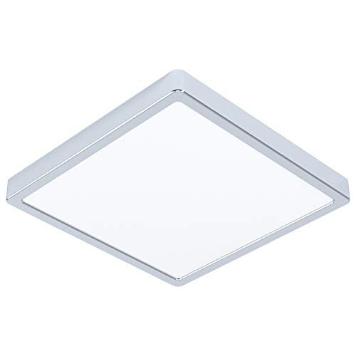 Eglo Led plafoniera Fueva 5, luce da superficie, lampada da soffitto da bagno in metallo cromato e plastica, superficie illuminata in bianco, L x L 28,5 cm, IP44