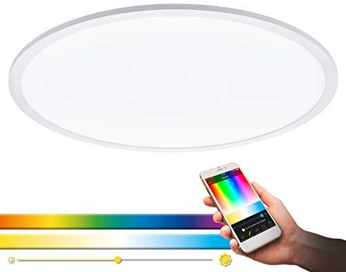 Eglo connect, plafoniera a pannello Led Sarsina-c Smart Home, alluminio, plastica, bianco, diametro di 59,5 cm, telecomando incluso, dimmerabile, tonalità e colori del bianco regolabili