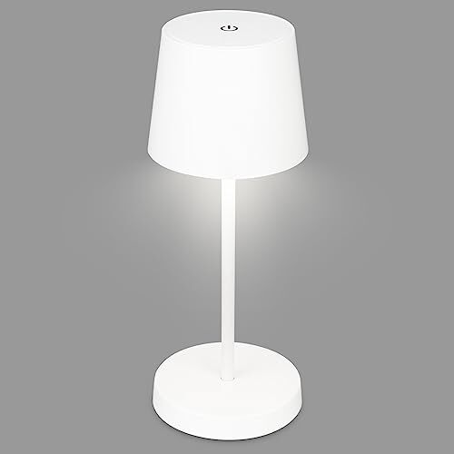 Briloner Lampada da tavolo a LED senza fili, lampada da comodino dimmerabile touch, lampada da scrivania, lampada da tavolo per esterni e interni, USB-C, luce bianca calda, bianco, 26 cm
