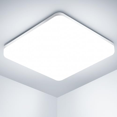 OUILA Plafoniera LED Soffitto Quadrata 20W, Lampada da Soffitto Moderno 6500K 2000LM Plafoniera Bagno IP44 Impermeabile Lampadario LED Luce Soffitto per Ufficio, Camera da Letto, Cucina, Soggiorno, Balcone