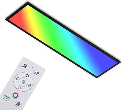 Briloner Plafoniera ultrapiatta RGB, plafoniera CCT, pannello LED, temperatura colore regolabile, cambio colore, dimmerabile, telecomando, nero