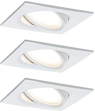 Paulmann Coin dimmable  Lampada da incasso LED Nova Plus set da 3 angolare orientabile 3x6,8W dimmerabile bianco opaco alluminio 2700K 20.4 W, 3 pezzi