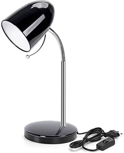 Aigostar Lampada da Scrivania Vintage Nero, Lampada da Tavolo Led in Compatibile con Lampadine a Modello E27,Lampadina non inclusa,Max.11W,Con Metallo Braccio Regolabile, Adatto alla Lettura,Lavoro