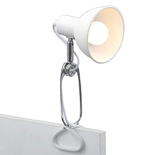 Briloner Leuchten luce a pinza, lampada a pinza, 1x E14, max. 8 watt, con cavo con interruttore incluso, testina spot orientabile e rotante, in metallo, cromato/bianco, 305x110x130mm