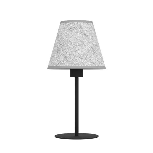 Eglo Alsager- Lampada da comodino in design Japandi, lampada da tavolo in metallo nero e feltro grigio, lampada da tavolo per soggiorno e camera da letto, attacco E27