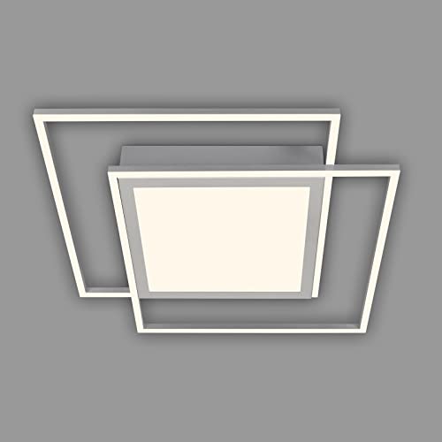 Briloner Lampada da soffitto LED, Lampada da soffitto LED, Luce Centrale a Cornice LED, Luce Bianca Calda, 5800 Lumen, Commutabile separatamente, Alu-Cromo-Opaco