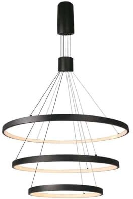 V-TAC VT-7924 Lampadario LED a sospensione dimmerabile 3 cerchi sospesi 46W in metallo dal Design Moderno 80 * 150cm Coloro nero 3000K