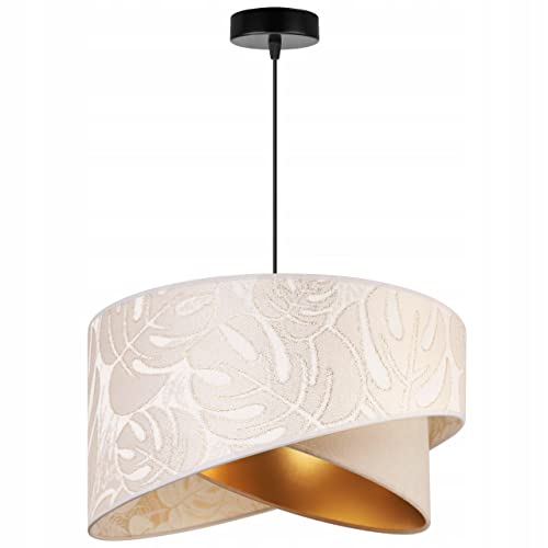 Light Home LH Light-Home o Lampadario a Sospensione Lampadario Industriale per Soggiorno Camera da Letto e Cucina Lampade a Sospensione in Metallo e con Paralume di Velluto Motivo Beige Monserta Nero