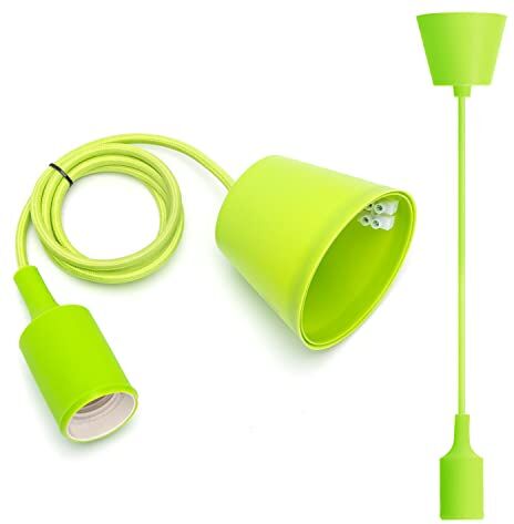 Aigostar Lampada a Sospensione in Silicone,Lampada Sospensione con 100cm Cavo,Portalampada E27 Compatibile con Paralume,Verde