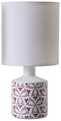 LUSSIOL Lampada da Comodino Gisèle, Lampada Decorativa Ceramica, 40W, Bordeaux, ø 14 x H 29 cm