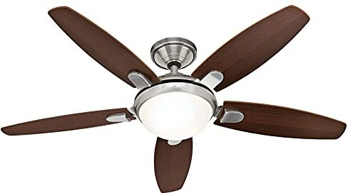 Hunter FAN Ventilatore da Soffitto Contemporary 132 cm per Interni con Luce e Telecomando, con 5 Pale Reversibili in Noce Scuro e Ciliegio, Ideale per l'Estate e l'Inverno, Modello