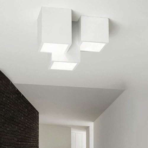 Kovalmax ® Lampadario da soffitto 3 cubi in gesso verniciabile supporto per faretto gu10