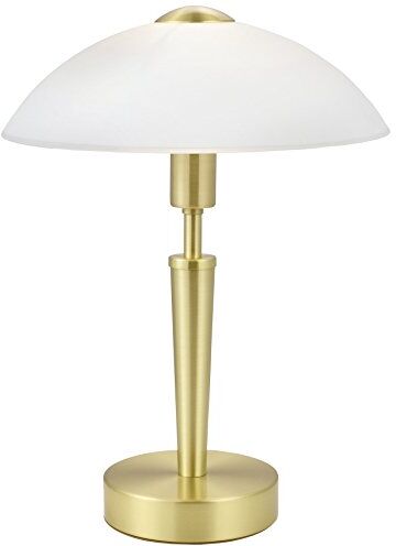 Eglo Lampada da tavolo Solo 1, lampada da tavolo a uno punto luce, acciaio, ottone opaco, satinato, bianco, E14, regolatore d'intensità incl