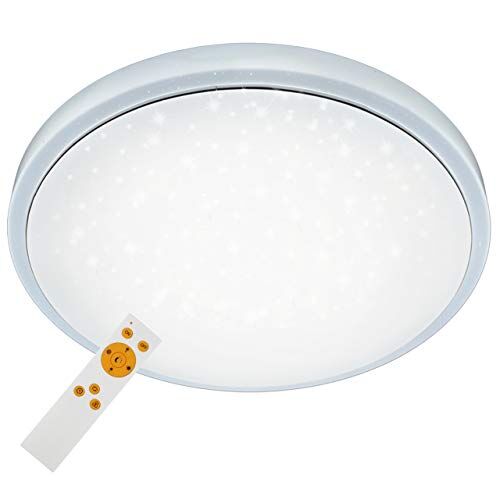 Briloner Leuchten Plafoniera a LED, dimmerabile, colore regolabile: bianco caldo-freddo, lampada da soffitto con funzione luce notturna, funzione timer, telecomando, 18 W, diametro: 38,5 cm