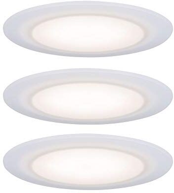 Paulmann Faretto da incasso a LED Premium Suon, set di 3 pezzi, rotondo, incluso 3 x 6 W IP44, faretto da incasso dimmerabile, bianco satinato, in plastica