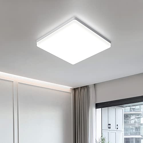 Eagle Lampada da Soffitto 24W 4500K Plafoniera LED Quadrata 2400LM IP44 Impermeabile Plafoniere per Bagno Cucina Camera da Letto Corridoio Soggiorno 18cm