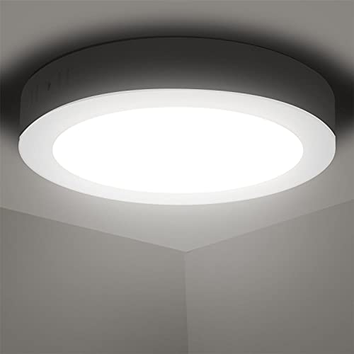 Aigostar Plafoniera LED, 18W Equivalente a 175W, alta luminosità, IP20 2100LM, Lampada da Soffitto per Bagno Cucina Corridoio e Balcone, Plafoniera dritta 4000K Luce naturale, Ø22.6cm