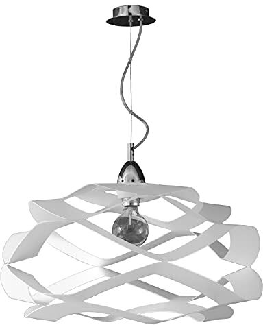 PADANA LAMPADARI Sospensione, Lampadario moderno Fly in alluminio tagliato laser col. bianco, forma sferica, design originale, minimal, industriale, 1xE27 LED per cucina, camera, soggiorno, sala. Diametro 55cm.