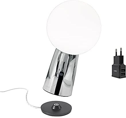 Zafferano [Amazon Exclusive]  Olimpia Pro Lampada Ricaricabile da Tavolo in Alluminio, Caricatore USB Aiino, LED Dimmerabile Touch,Protezione IP54,Interno/Esterno, Base Ricarica a Contatto,H26cm Rame