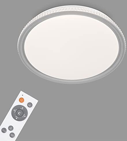 Briloner Lampada da soffitto LED cambia colore Lampada da soffitto LED con telecomando regolazione della temperatura di colore dimmerabile, funzione di memoria, 500 mm, grigio-trasparente