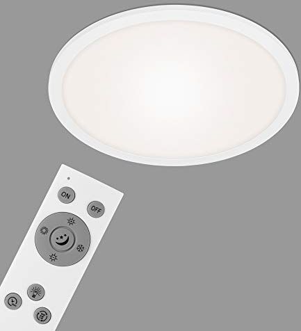 BRILONER Leuchten Pannello a LED, plafoniera dimmerabile, incl. telecomando, regolazione della temperatura di colore, luce notturna, 24 watt, 2.200 lumen, bianco, Ø40cm