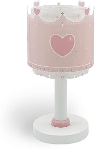 Dalber Lampada da comodino per bambini Little Queen Corona Cuori Rosa ()