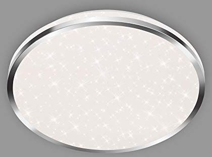 Briloner Leuchten Plafoniera a LED, Lampada da soffitto con Fantasia a Stelle, per Il Bagno, IP44, 12 Watt, 1.200 Lumen, 4.000 Kelvin, Cromo, 280x70mm (DxH), Bianco Cromato