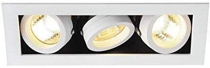 SLV 3 Stelo, faretto soffitto, Lampada a Incasso LED, Illuminazione per Interni / GU10 50W, KADUX QPAR51 150W Bianco