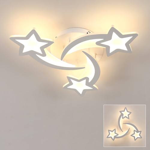 Osairous Lampadario da Soffitto, Plafoniera LED 38W 3240lm, Lampadario LED Design forma di stella per Camera da Letto, Soggiorno, Sala da Pranzo, Acrilico Bianco, Luce Calda 3000K