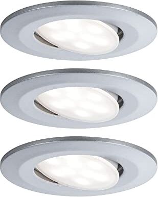 Paulmann Lampada a incasso LED Calla tonda set da 3 incl 3x6,5W IP65 dimmerabile cromo opaco luce per armadi plastica 4000K 19.5 W, 3 pezzi, 3 Unità