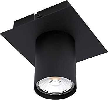 Eglo Plafoniera Led Valcasotto, lampada da soffitto minimalista, faretto da soffitto in metallo, lampada da soggiorno in nero, lampada da cucina, spot Led bianco caldo, attacco GU10