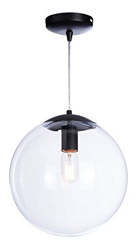 LUSSIOL Lampada a sospensione Globus, in vetro, 40 W, colore: nero, ø 34 x H 33 cm