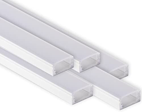 AFTERTECH 5x 2metri (10M) 1708B 17x8mm PROFILO ALLUMINIO BIANCO PER STRISCE STRIP LED BARRA RIGIDA 2m 2MT + COPERTURA (5x 2metri 1708bianco fog)