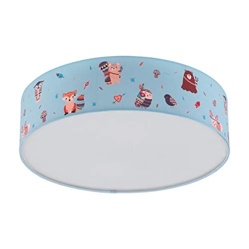 Eglo RUFFO soffitto in Tessuto, Lampada Motivo Animale, Decorazione Ragazze, plafoniera per cameretta dei Bambini E27, 40 W, Bianco