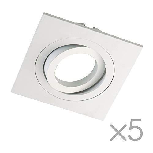 Wonderlamp Clasic W-E0 Faretto da Incasso Quadrato, Bianco, 5 UNIDADES, 5 unità