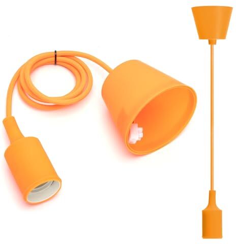 Aigostar Lampada a Sospensione in Silicone,Lampada Sospensione con 100cm Cavo,Portalampada E27 Compatibile con Paralume,Rrancia