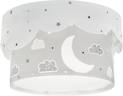 Dalber Lampada da soffitto plafoniera per bambini Moonlight Luna e Stelle grigio