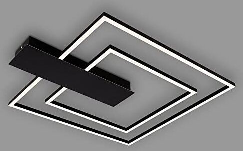 Briloner Lampada da soffitto a LED dimmerabile in 3 fasi, funzione memory, colore della luce bianco caldo, lampada da soffitto a LED angolare, nero, 570x480 mm